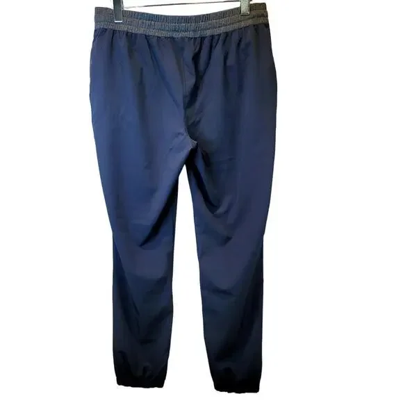 RBX Jogger Workout Pants Womens Large Pull-On Woven Navy Blue‎ Gray Drawstring - Picture 2 of 8